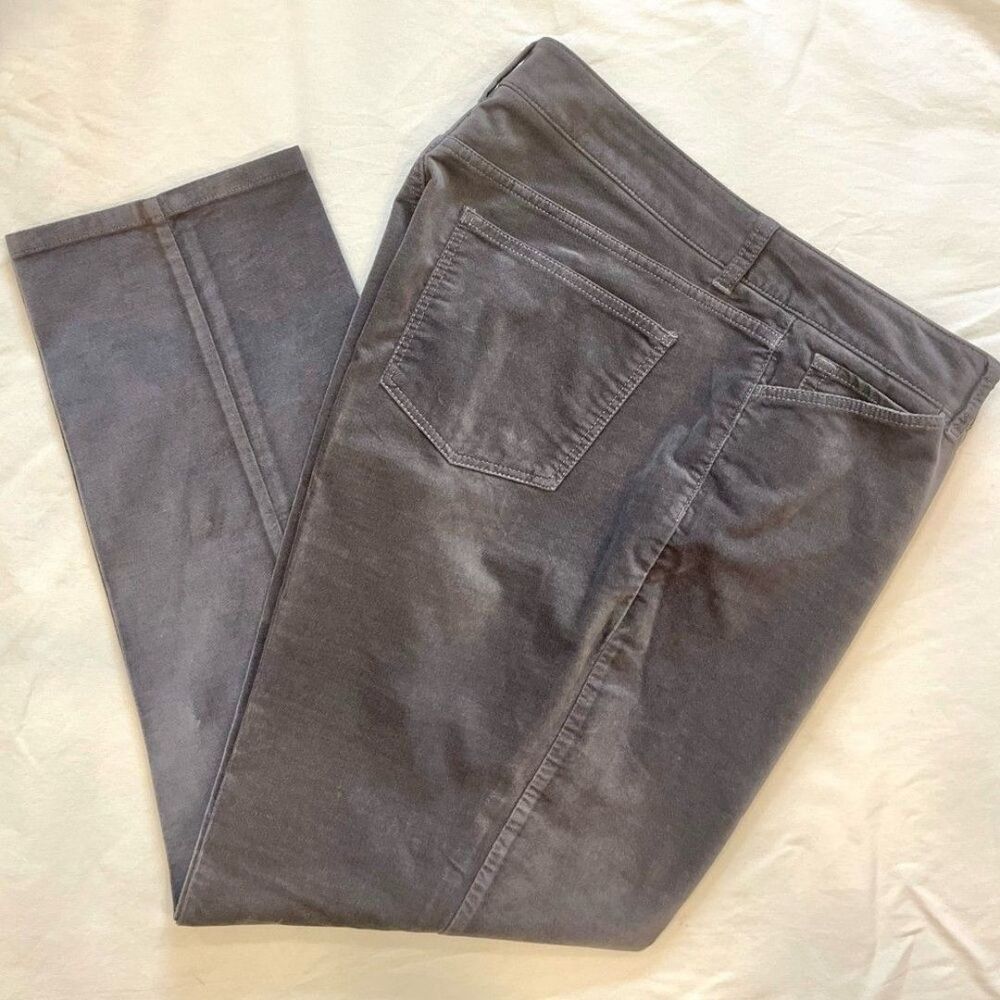 Talbots Curvy Velveteen Straight Leg Cotton Trouser Pants Charcoal Gray Size 16